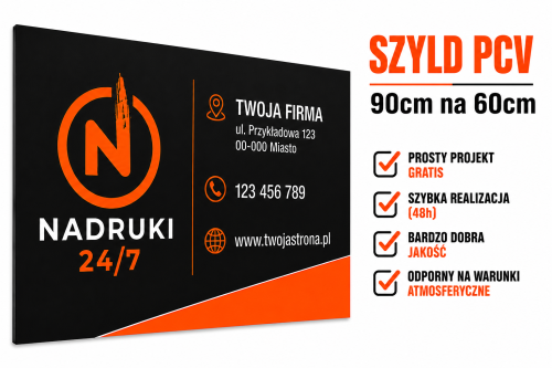Przejdź do produktu Szyld reklamowy pcv 5mm 90 na 60cm  z własną grafiką