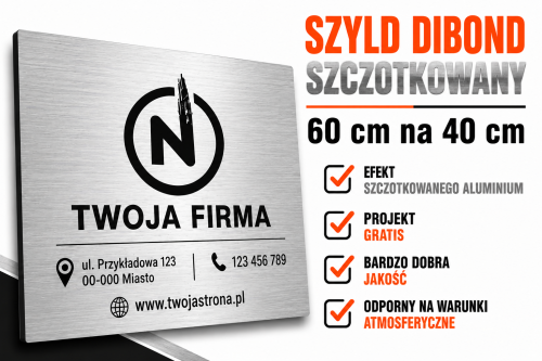 Przejdź do produktu Szyld reklamowy SZCZOTKOWANY DIBOND 2mm  60 na 40cm  z własną grafiką