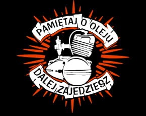 Przejdź do produktu Koszulka motocyklowa T-shirt z nadrukiem PAMIĘTAJ O OLEJU - czarna, męska