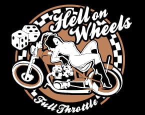 Przejdź do produktu Koszulka motocyklowa T-shirt z nadrukiem Retro Hell on Wheels - męska, czarna