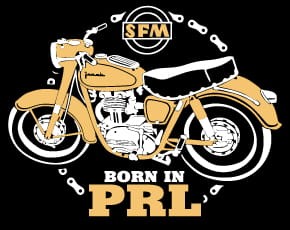 Przejdź do produktu Koszulka motocyklowa T-shirt z nadrukiem Junak Born in PRL - męska, czarna