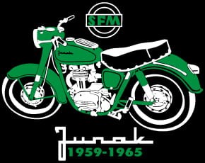 Przejdź do produktu Koszulka motocyklowa T-shirt z nadrukiem Junak 1959 - 1965 - męska, czarna