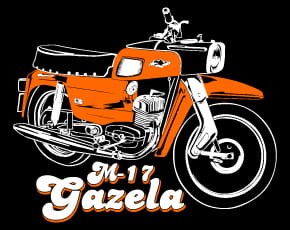 Przejdź do produktu Koszulka motocyklowa T-shirt z nadrukiem Gazela M-17 - męska, czarna