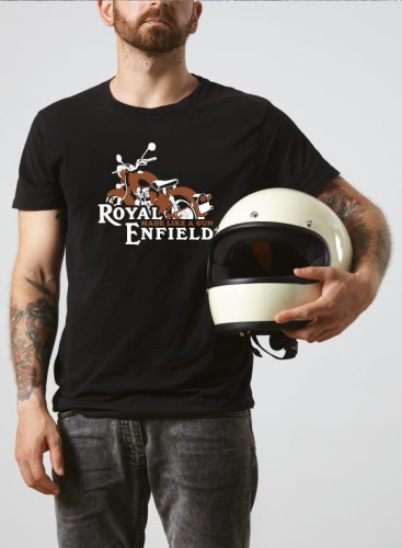 Przejdź do produktu Koszulka motocyklowa T-shirt z nadrukiem Royal Enfield - czarna, męska