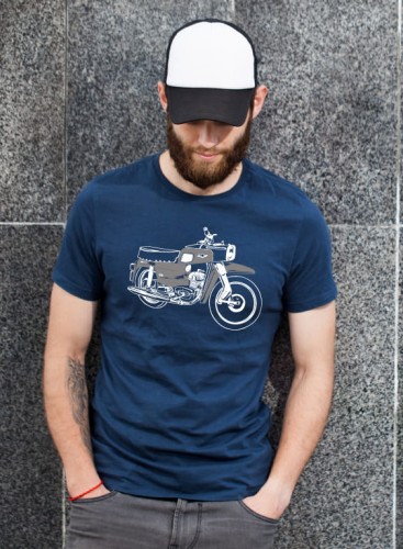 Przejdź do produktu Koszulka motocyklowa T-shirt z nadrukiem SHL Gazela - czarna, męska