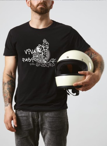 Przejdź do produktu Koszulka motocyklowa T-shirt z nadrukiem cross Viva la Pasion - czarna, męska